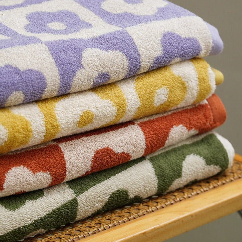 Green floral towels hot sale