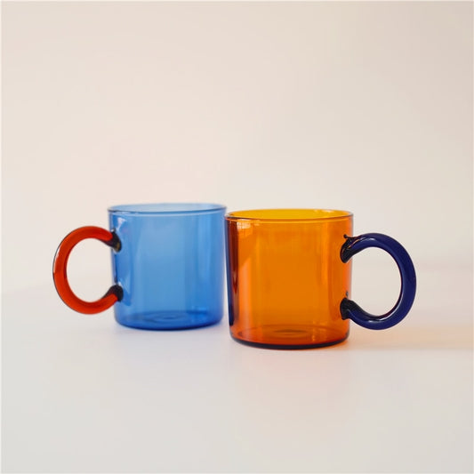 Amber and Blue Glass Mugs